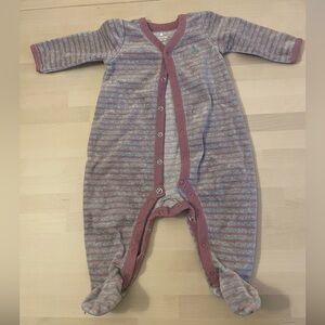 GAP Pink and Gray Velvety Striped Kids Footie